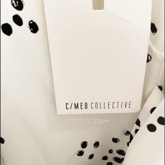 NWT C/MEO COLLECTIVE INTERRUPT White DRESS in polka dot confetti print size M - Picture 13 of 16